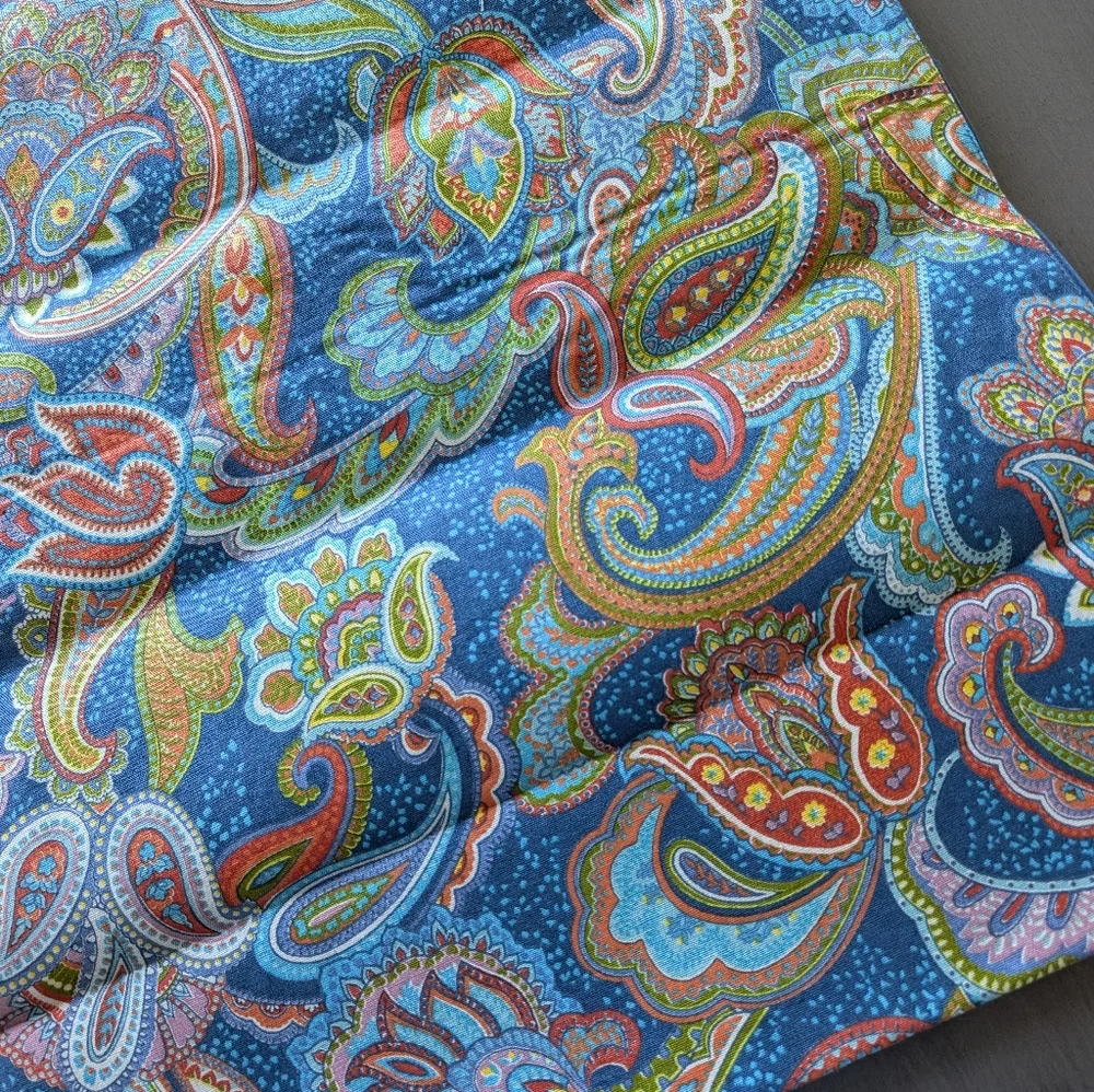 Pottery Barn Table Runner Yellow Blue Green Pink Paisley Floral Cotton 18x108